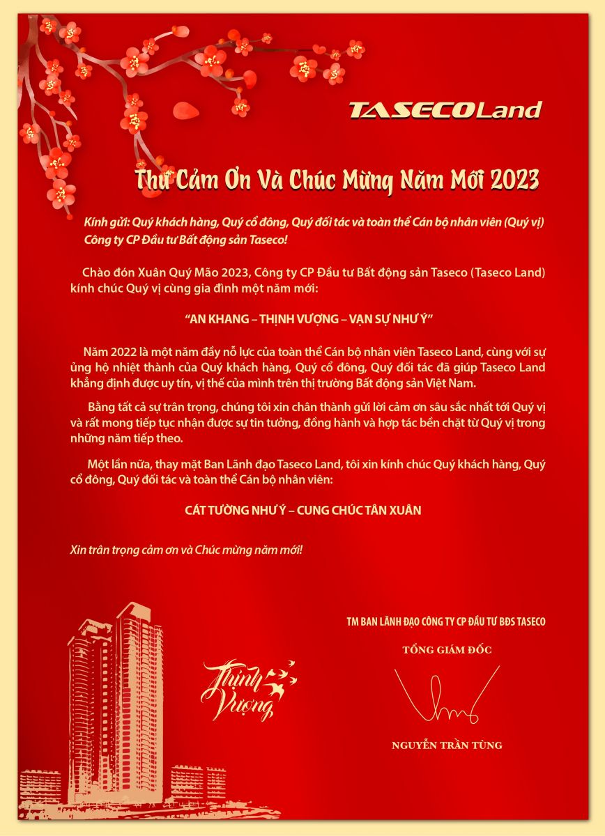 Thank you and congratulations letter for Lunar New Year 2023