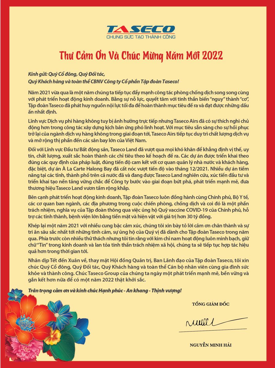 Thank you and happy Lunar New Year 2022 letter