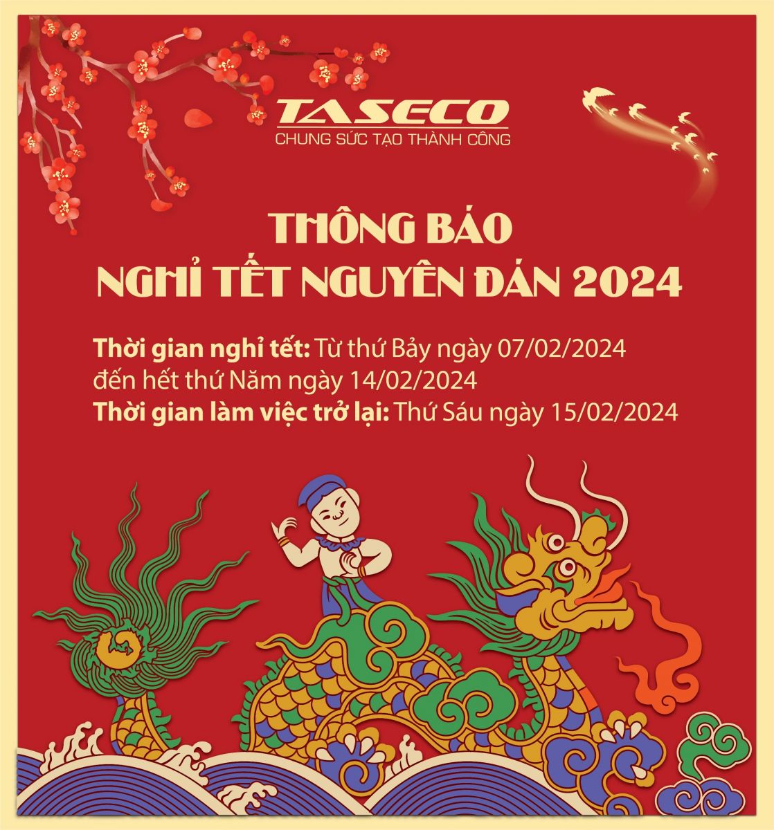 Notice of Lunar New Year Holiday 2024